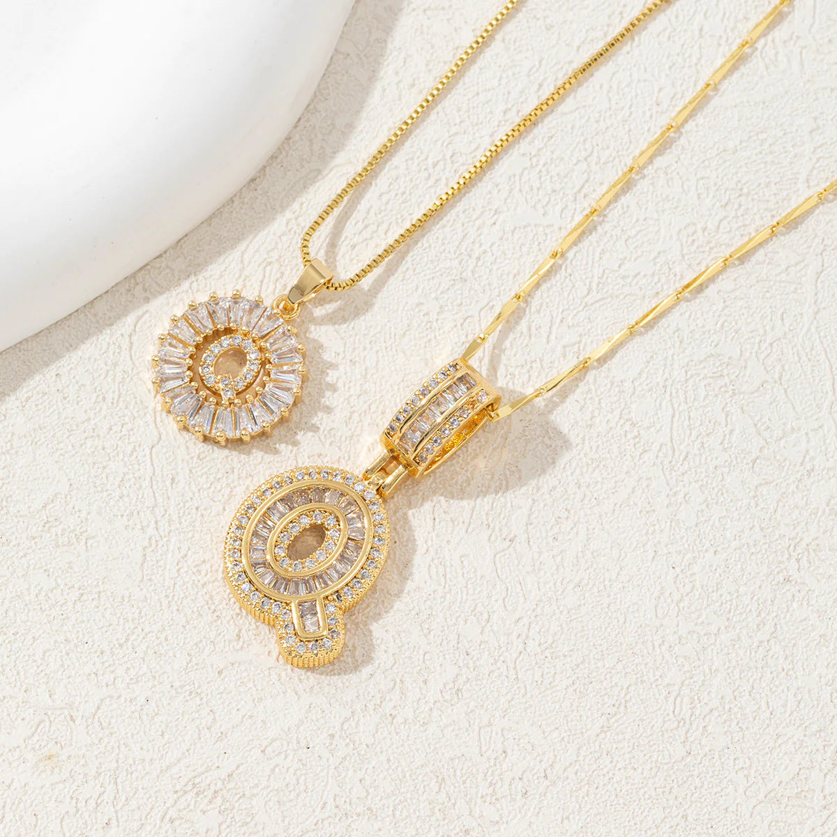 Copper Zirconium Gold Flower Pendant Set