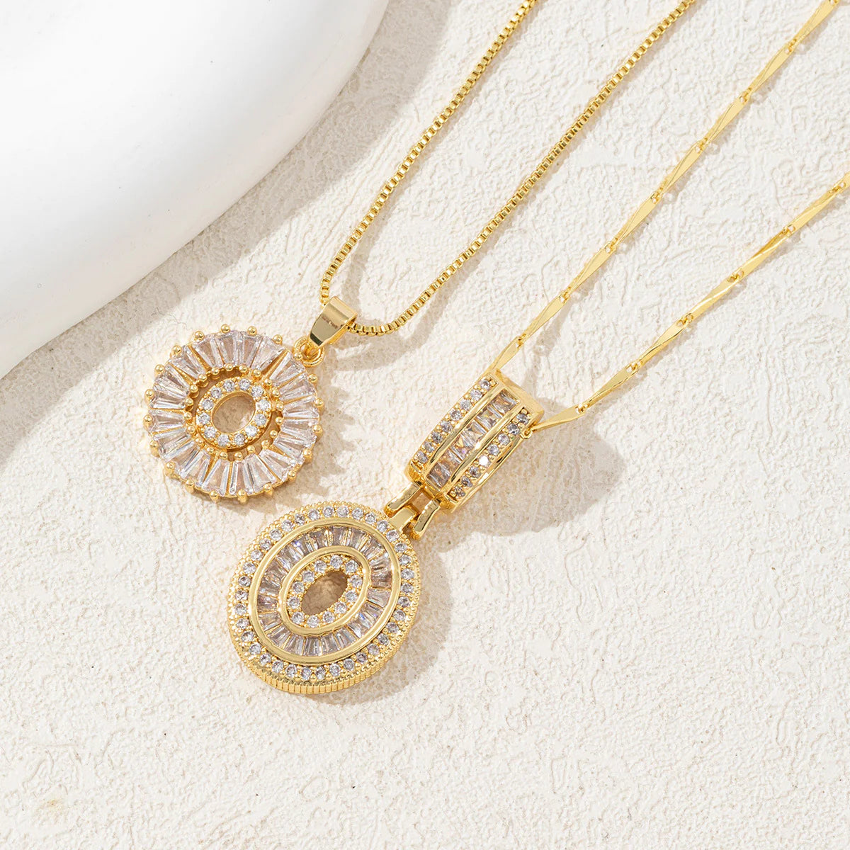 Copper Zirconium Gold Flower Pendant Set