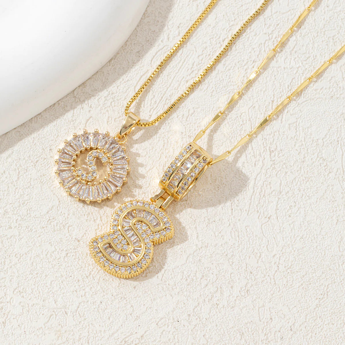 Copper Zirconium Gold Flower Pendant Set