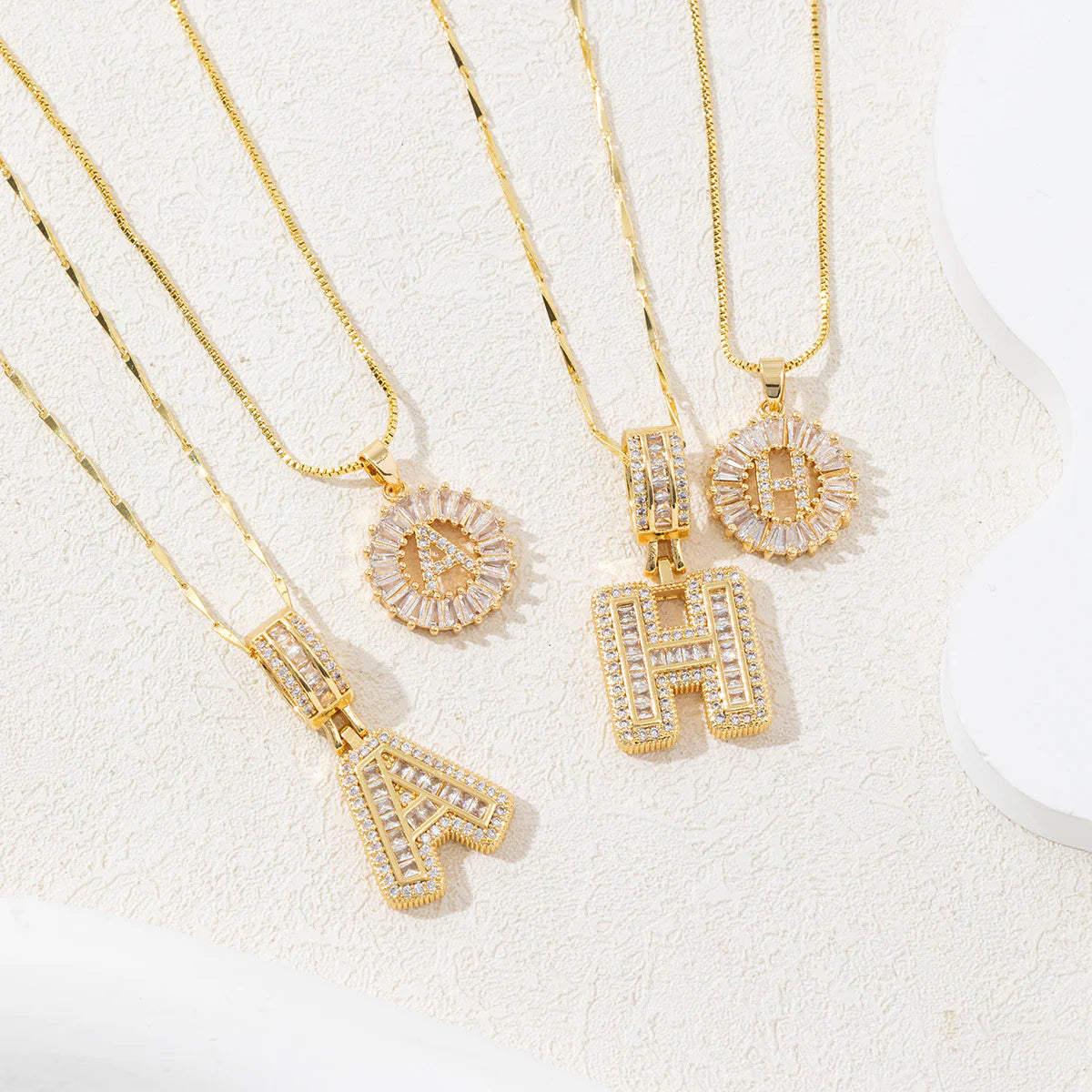Copper Zirconium Gold Flower Pendant Set