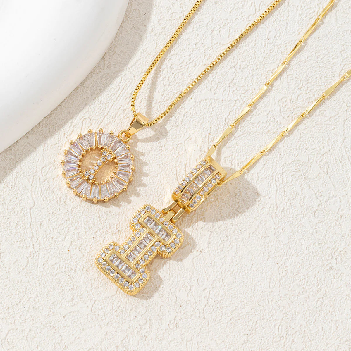 Copper Zirconium Gold Flower Pendant Set