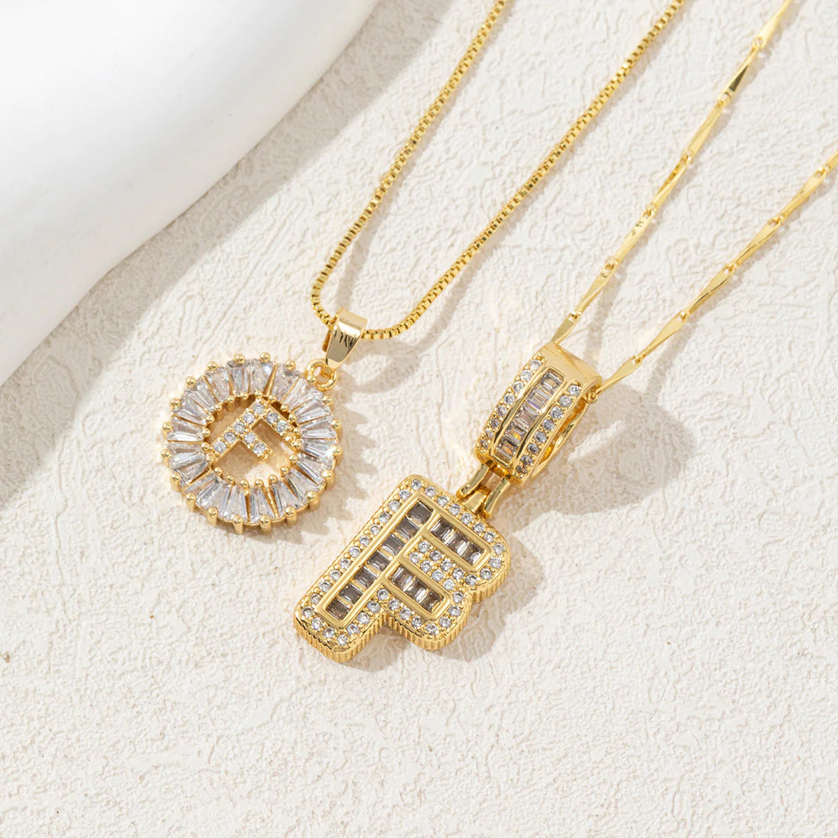 Copper Zirconium Gold Flower Pendant Set