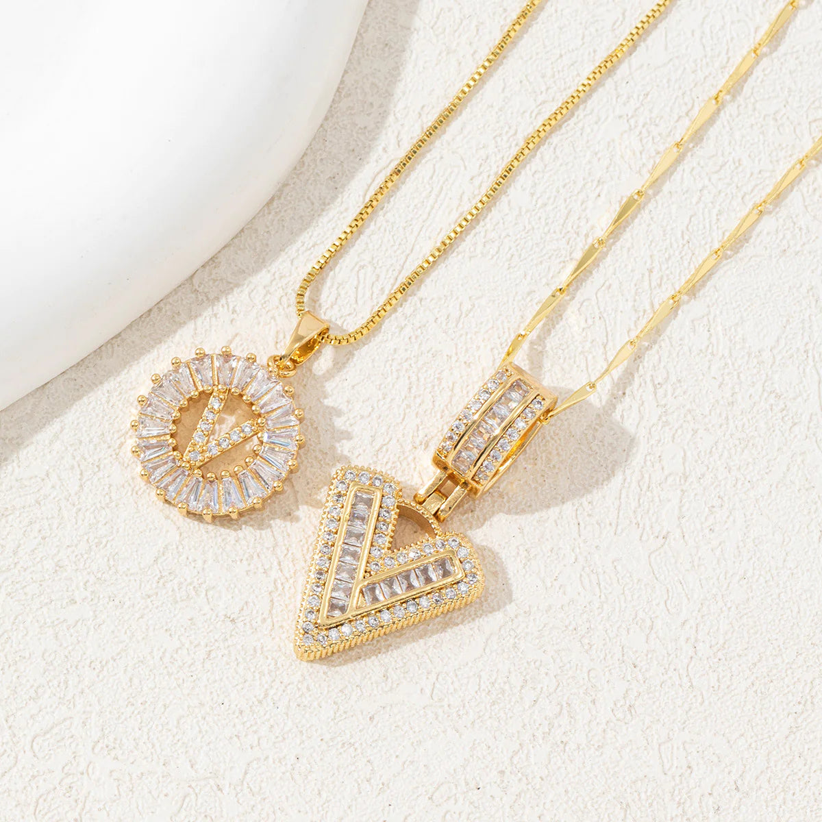 Copper Zirconium Gold Flower Pendant Set