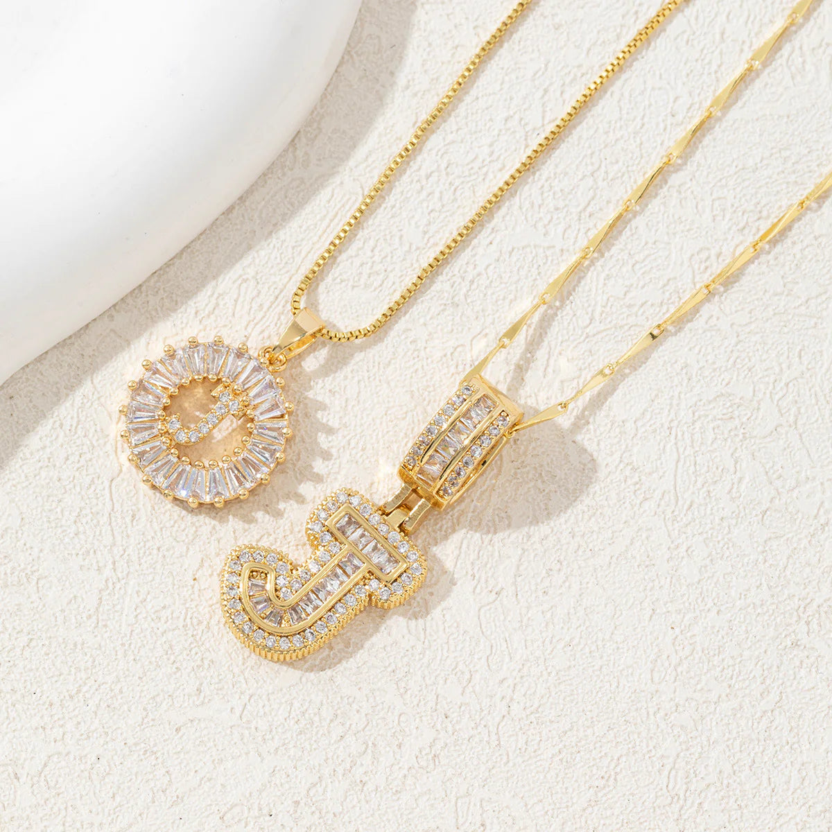 Copper Zirconium Gold Flower Pendant Set