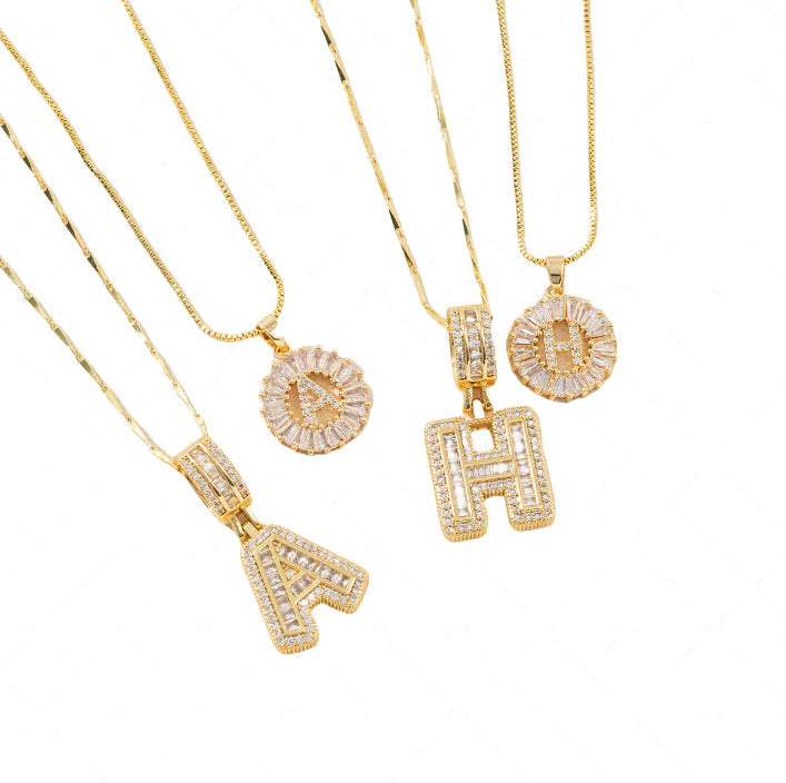 Copper Zirconium Gold Flower Pendant Set