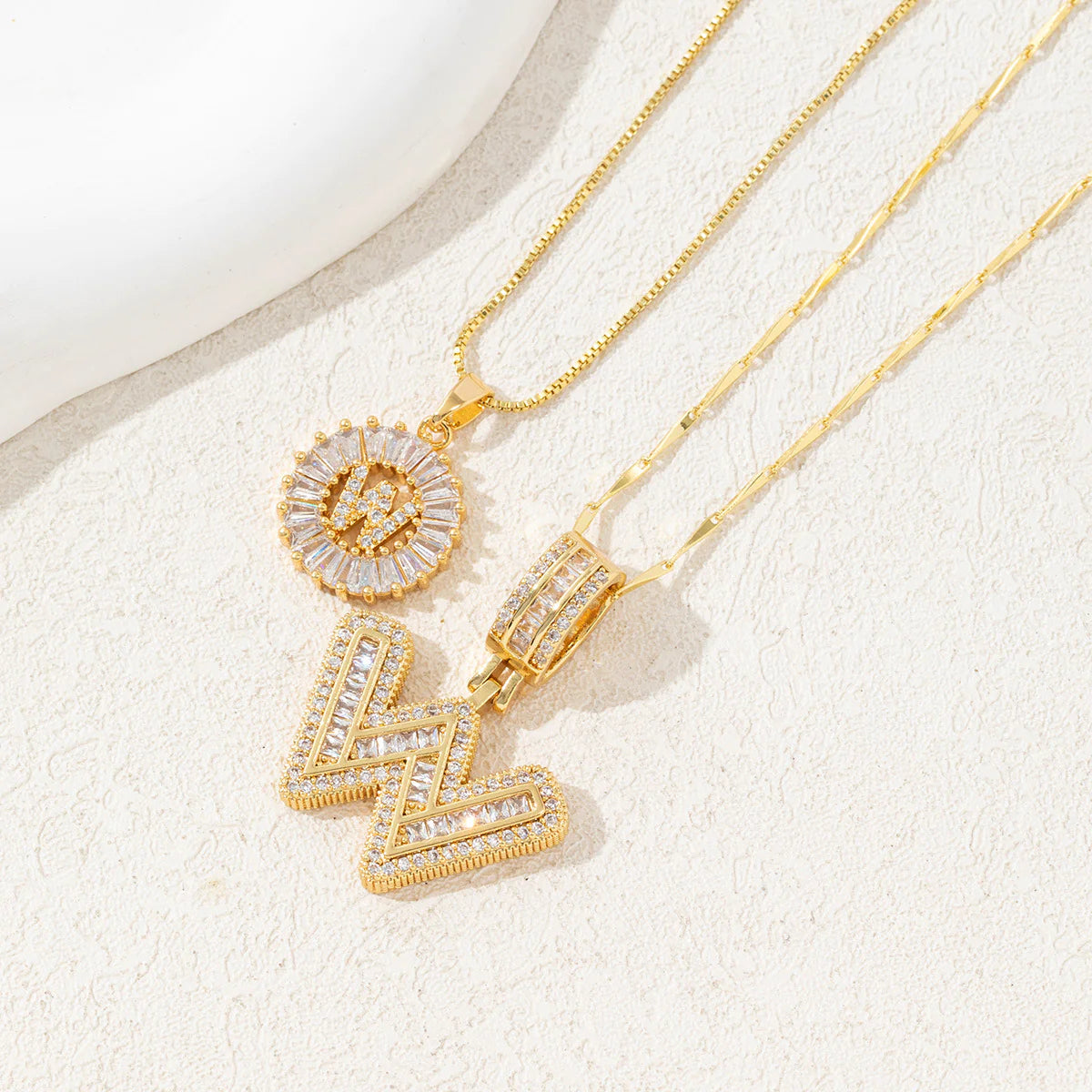 Copper Zirconium Gold Flower Pendant Set