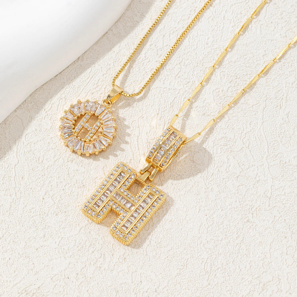 Copper Zirconium Gold Flower Pendant Set
