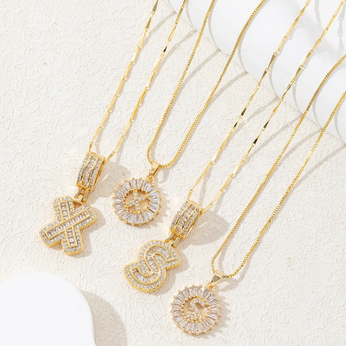Copper Zirconium Gold Flower Pendant Set