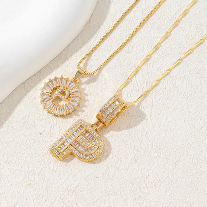 Copper Zirconium Gold Flower Pendant Set