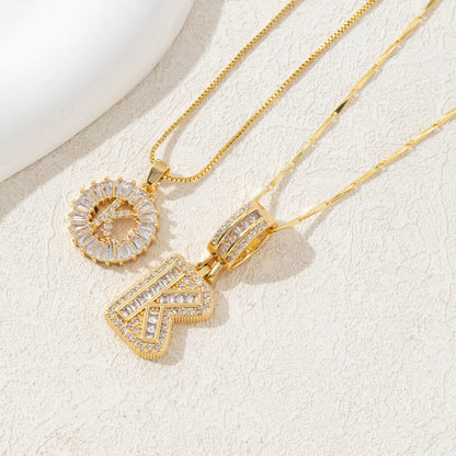 Copper Zirconium Gold Flower Pendant Set